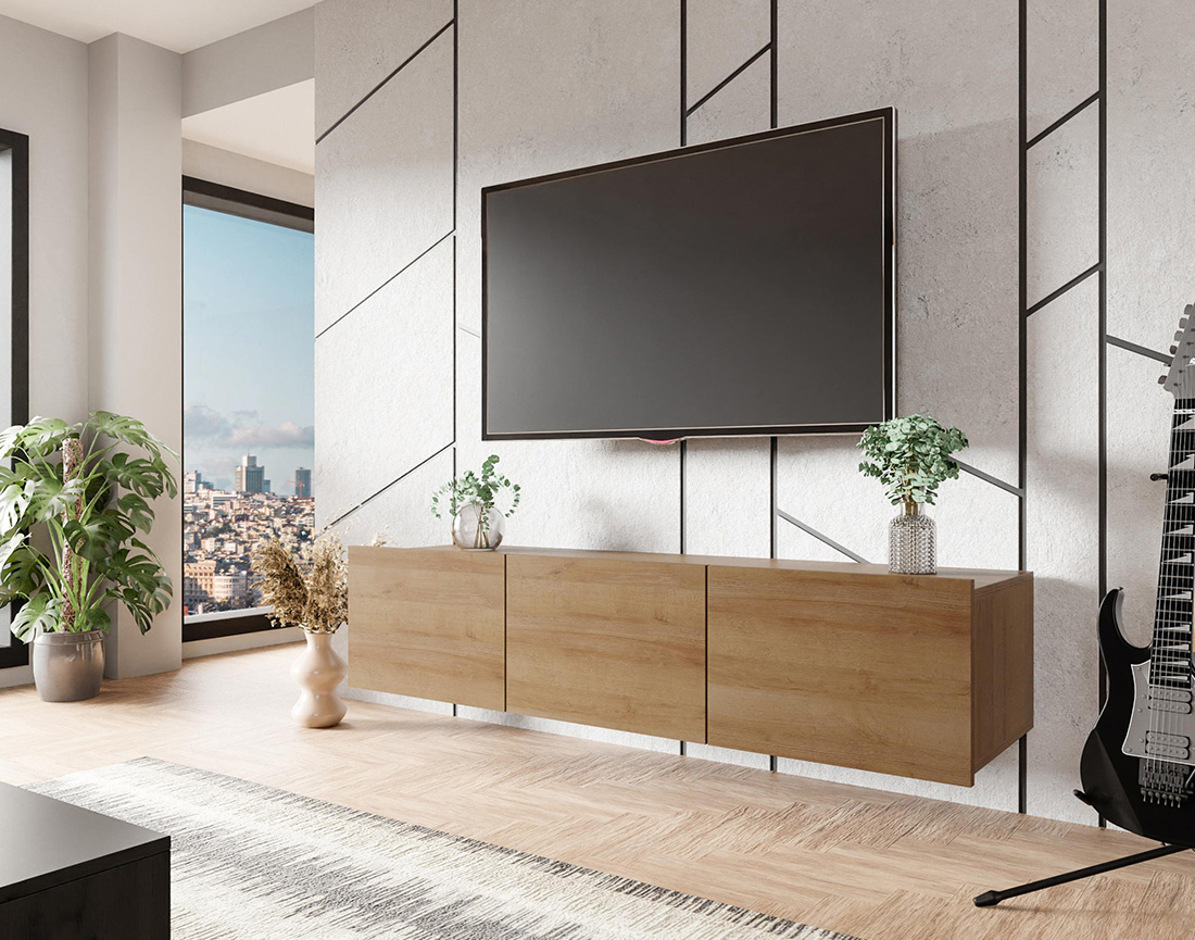 Meuble tv modulable 150 cm 3 portes Alix