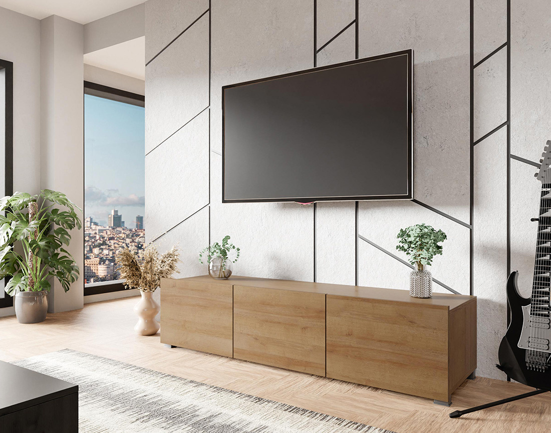 Meuble tv modulable 150 cm 3 portes Alix