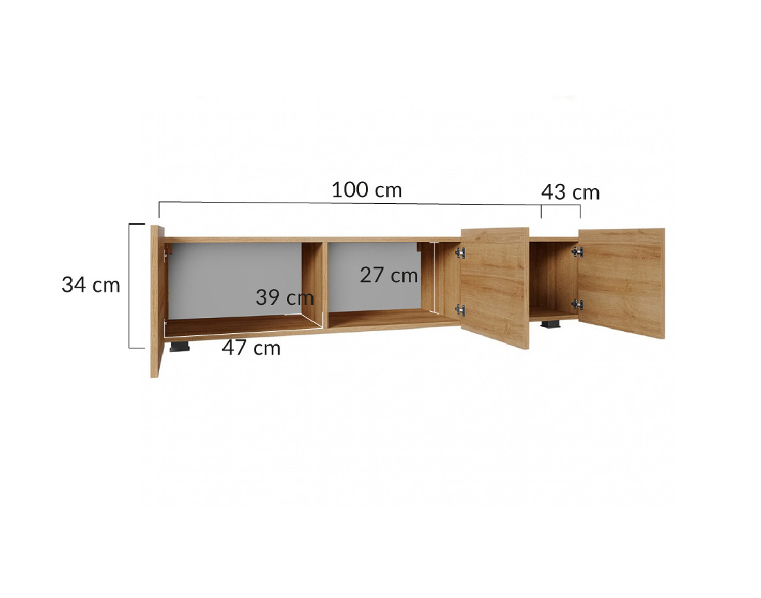 Meuble tv modulable 150 cm 3 portes Alix