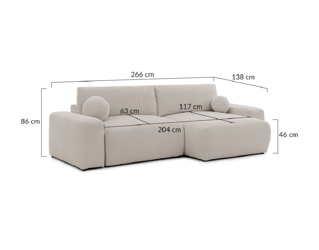 Canapé d'angle réversible 4 places convertible avec coffre en tissu Constance