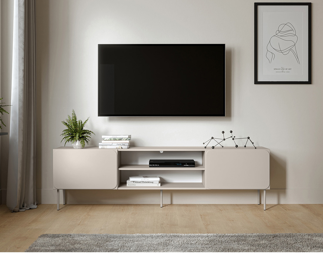 Meuble tv Elvis 200 cm 2 portes et 2 niches