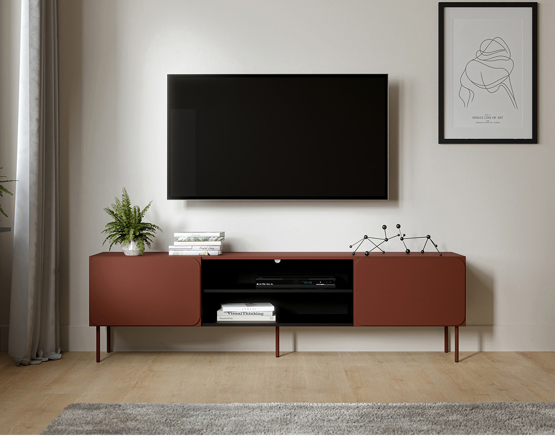 Meuble tv Elvis 200 cm 2 portes et 2 niches