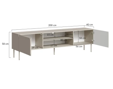 Meuble tv Elvis 200 cm 2 portes et 2 niches