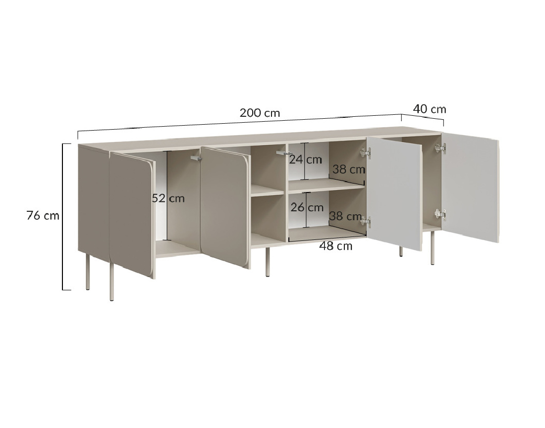 Buffet bas Elvis 200 cm 4 portes