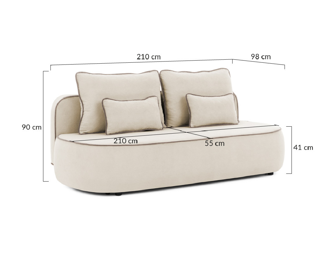 Canapé droit Laurine 3 places convertible avec coffre en velours