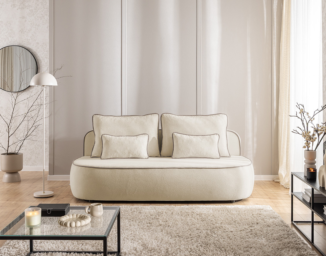 Canapé droit Laurine 3 places convertible avec coffre en velours