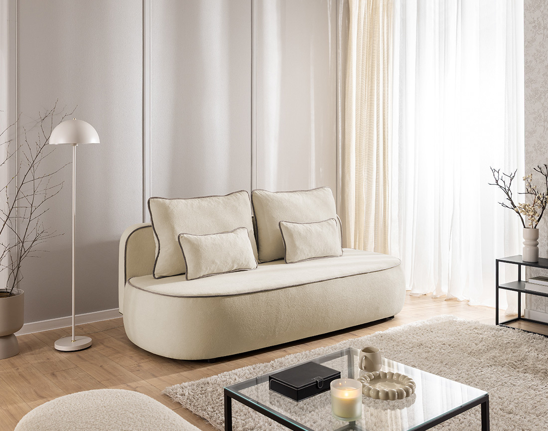 Canapé droit Laurine 3 places convertible avec coffre en velours