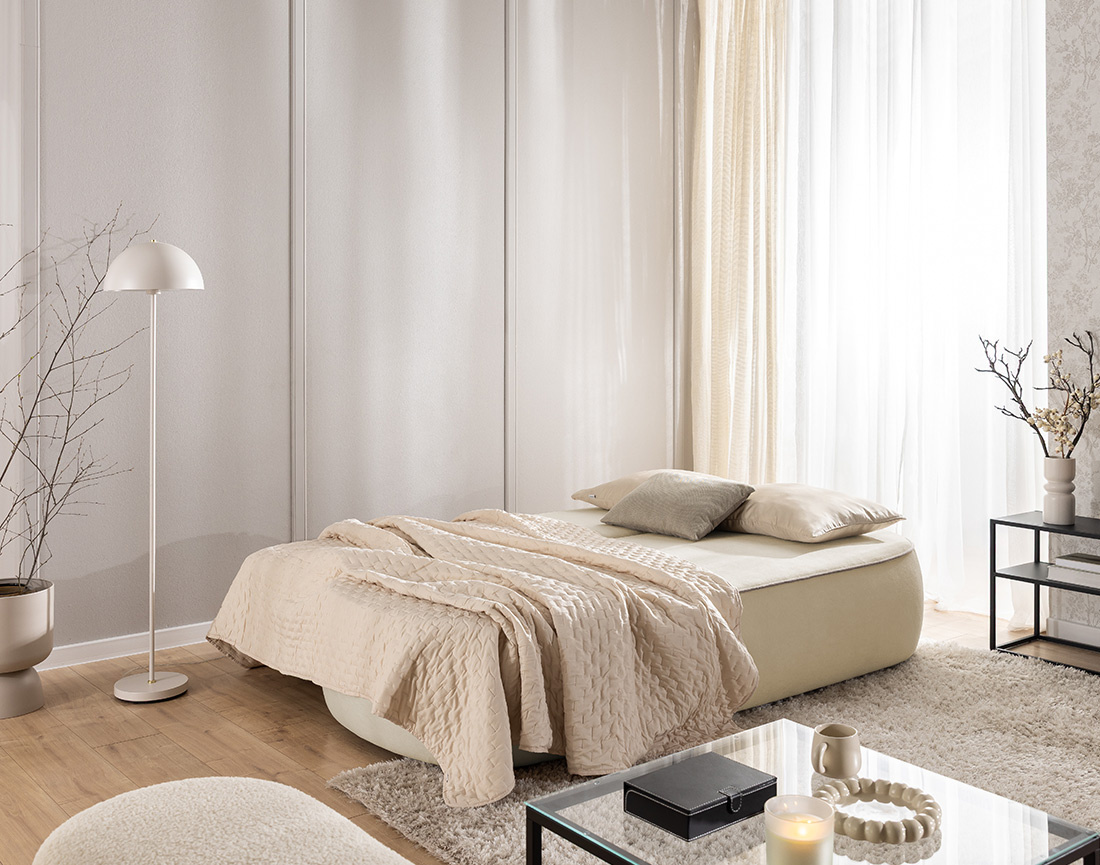 Canapé droit Laurine 3 places convertible avec coffre en velours