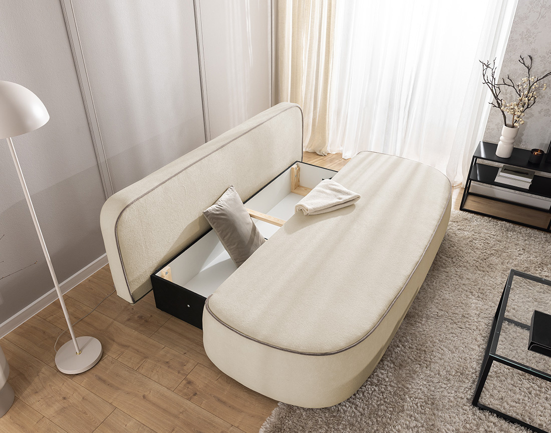 Canapé droit Laurine 3 places convertible avec coffre en velours