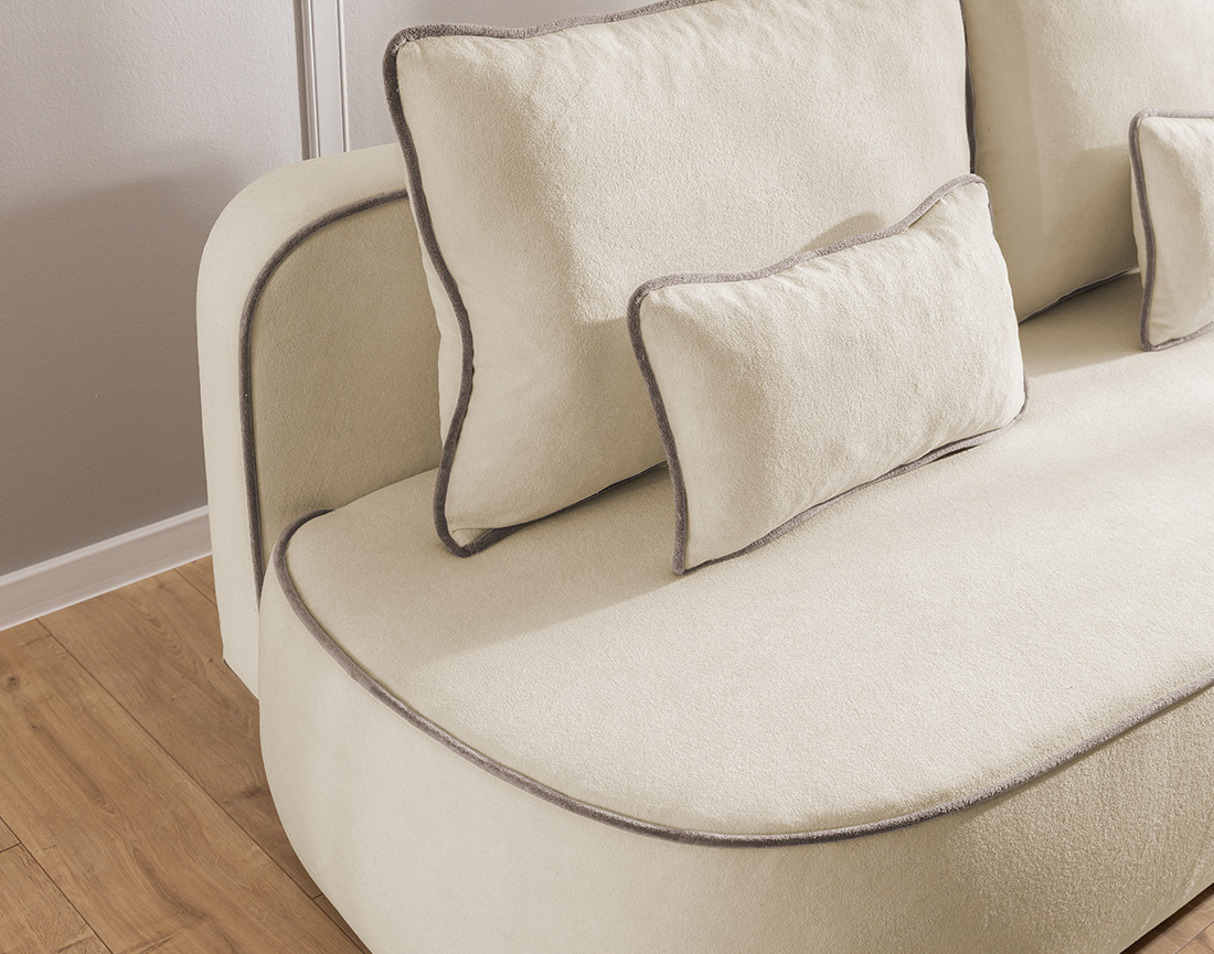 Canapé droit Laurine 3 places convertible avec coffre en velours