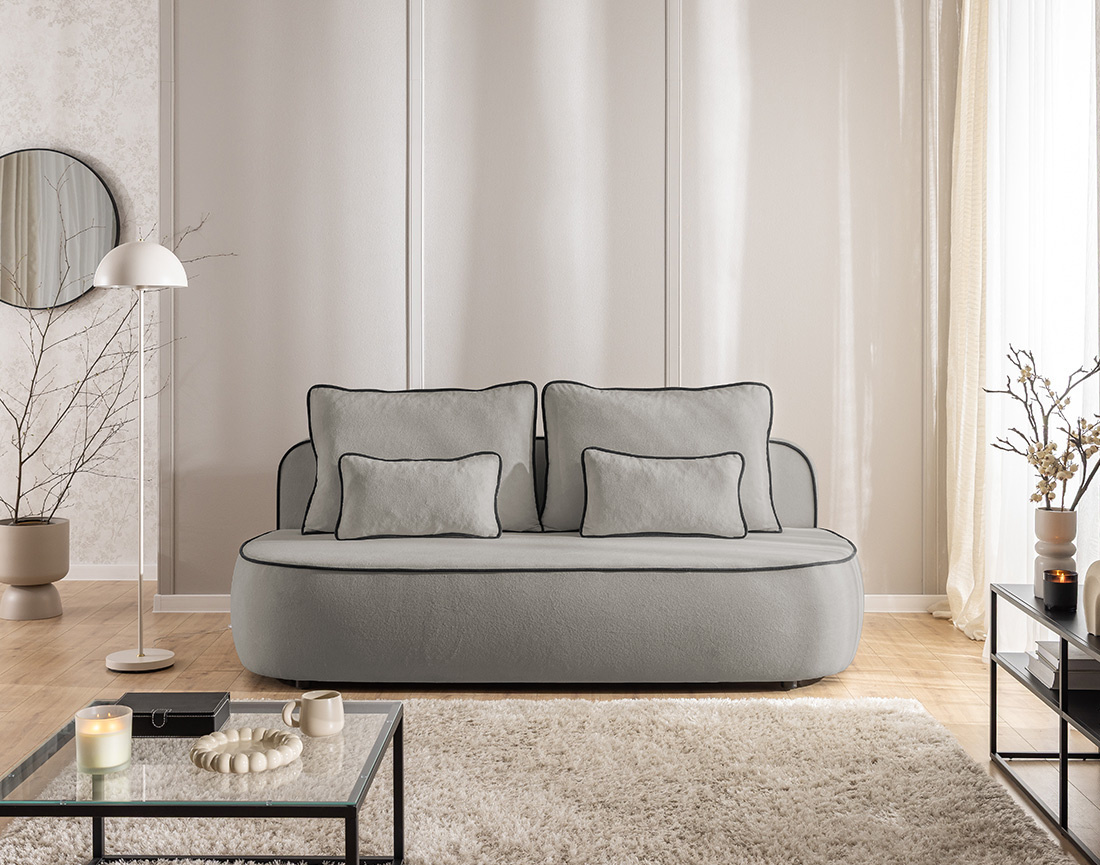 Canapé droit Laurine 3 places convertible avec coffre en velours