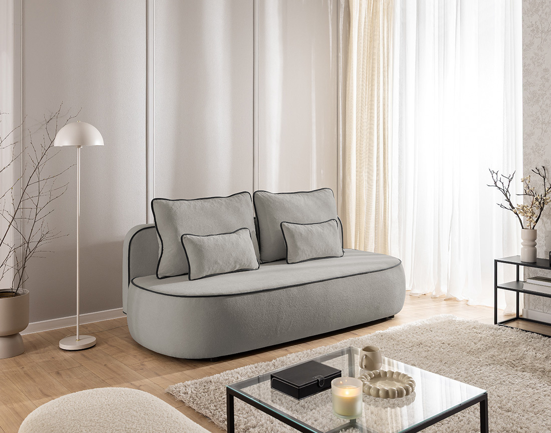 Canapé droit Laurine 3 places convertible avec coffre en velours