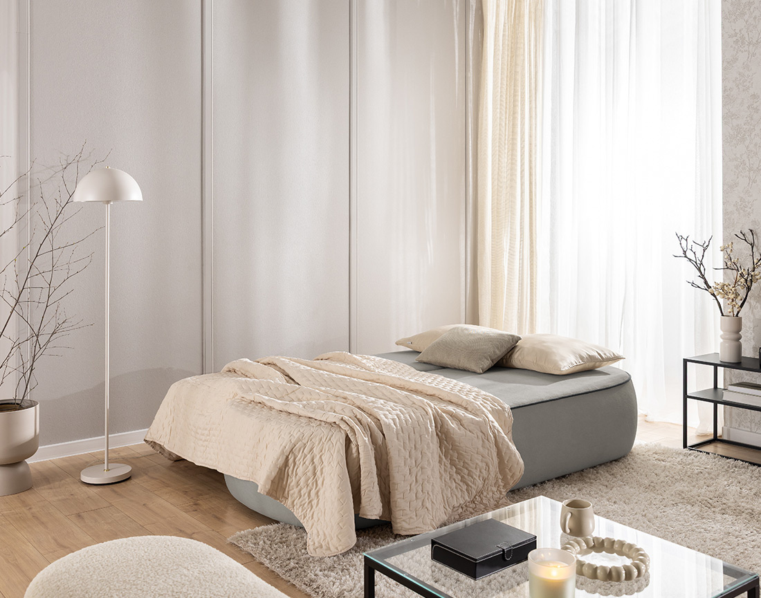 Canapé droit Laurine 3 places convertible avec coffre en velours