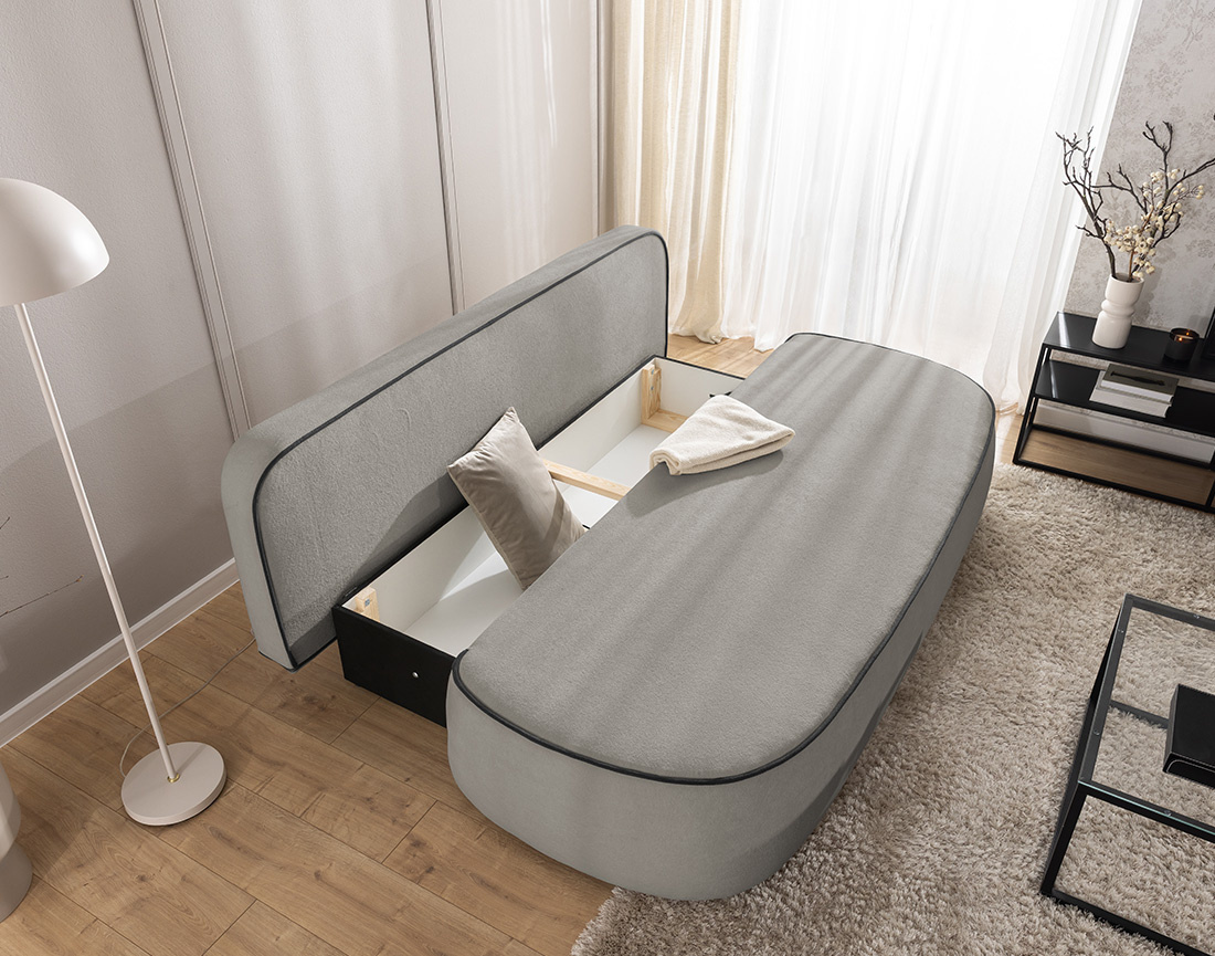 Canapé droit Laurine 3 places convertible avec coffre en velours