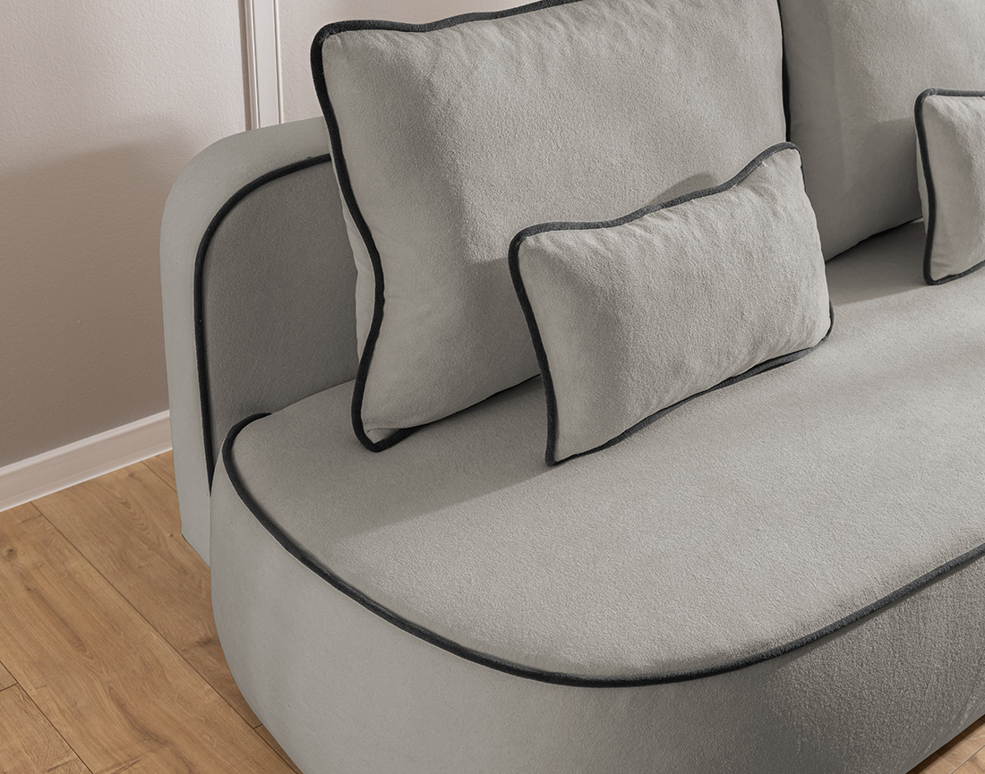 Canapé droit Laurine 3 places convertible avec coffre en velours