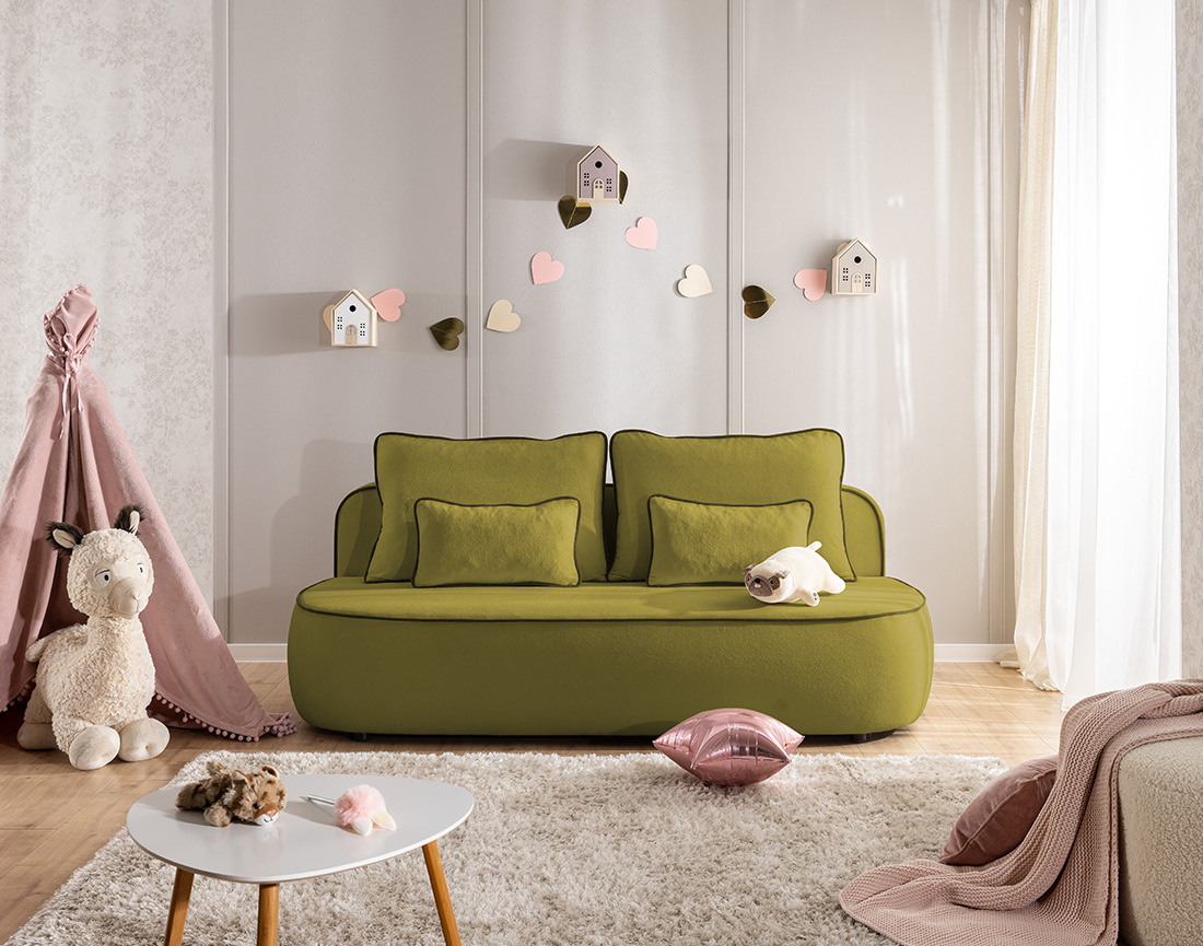 Canapé droit Laurine 3 places convertible avec coffre en velours