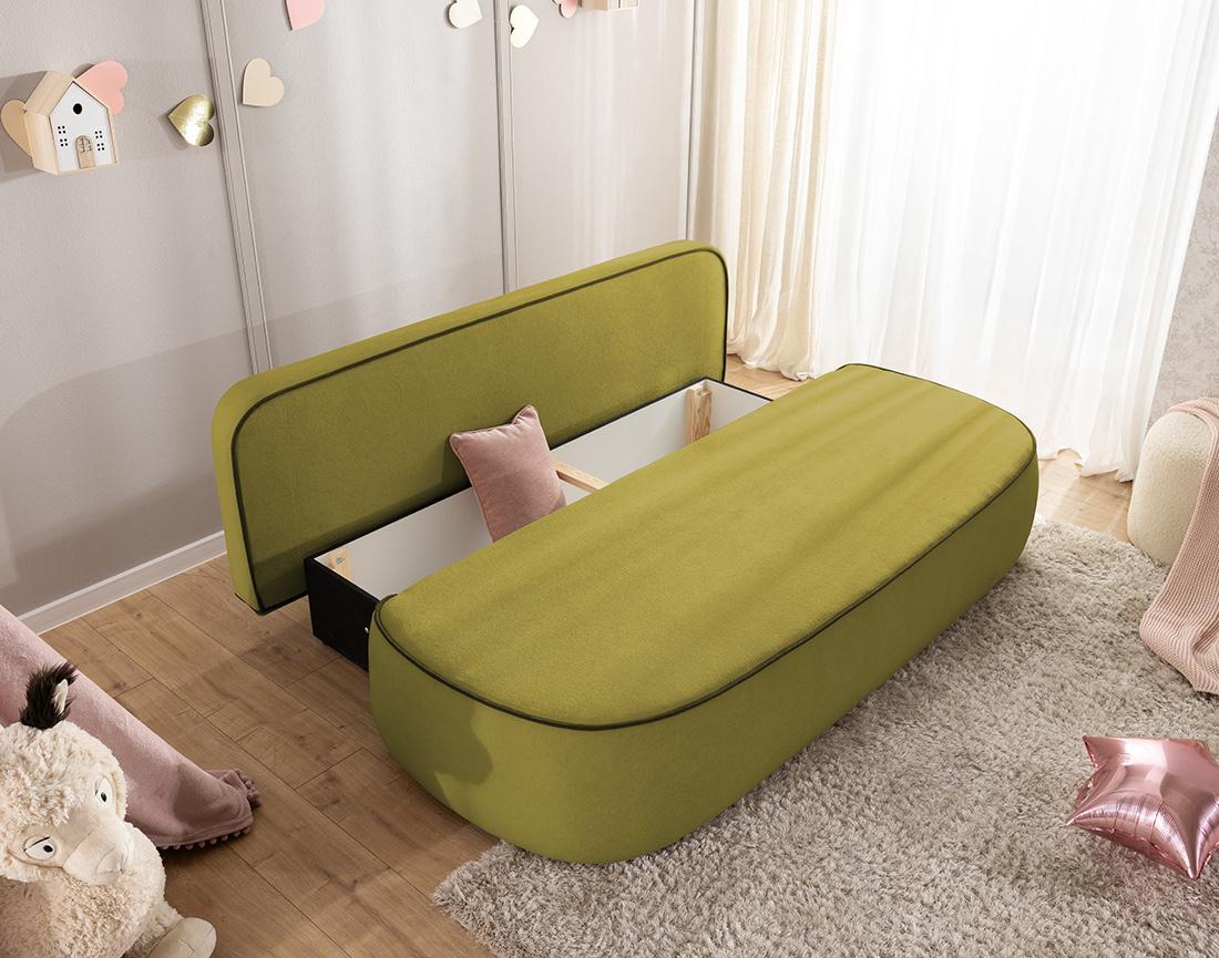 Canapé droit Laurine 3 places convertible avec coffre en velours