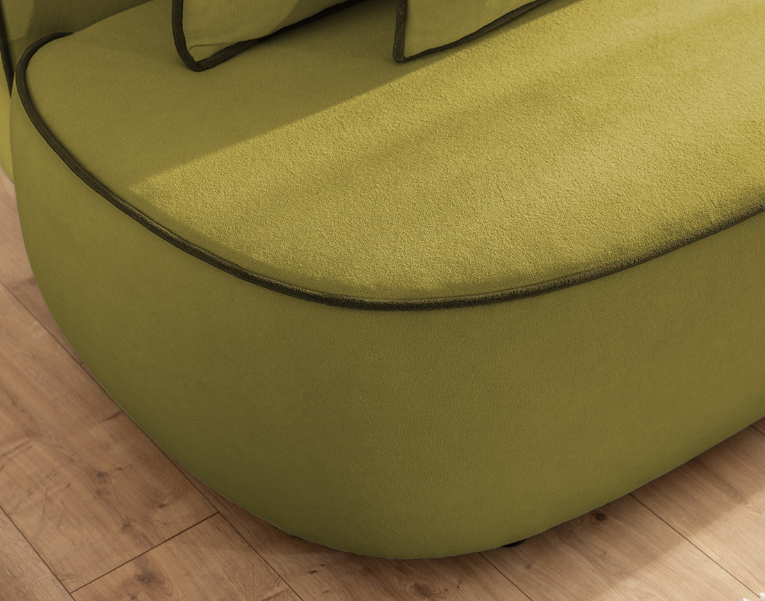 Canapé droit Laurine 3 places convertible avec coffre en velours