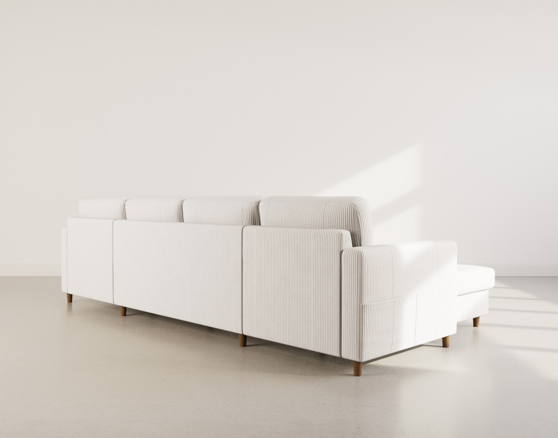 Canapé panoramique en U 7 places convertible avec coffre en velours côtelé Marceau