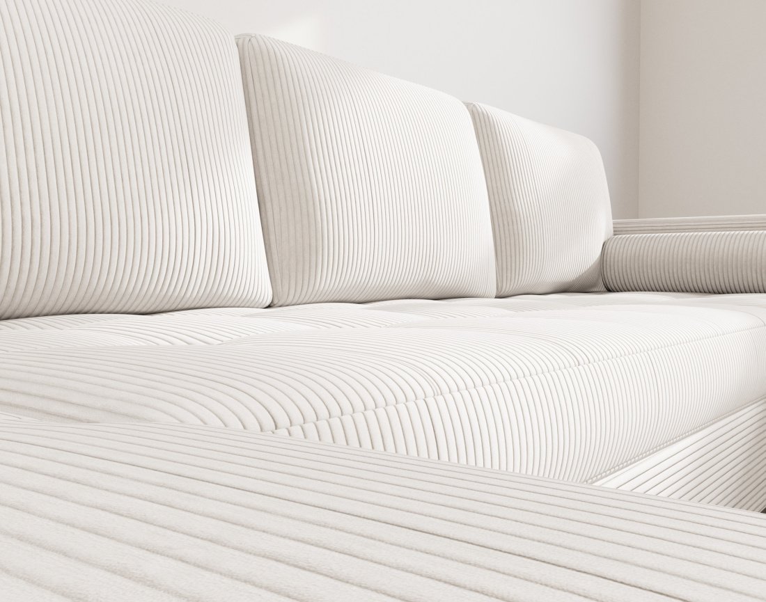 Canapé panoramique en U 7 places convertible avec coffre en velours côtelé Marceau