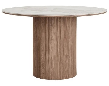 Table à manger plateau effet marbre et pieds effets bois 4 personnes Lysa