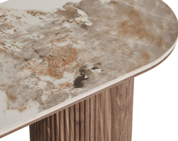 Console plateau effet marbre et pieds effets bois 78 cm Lysa