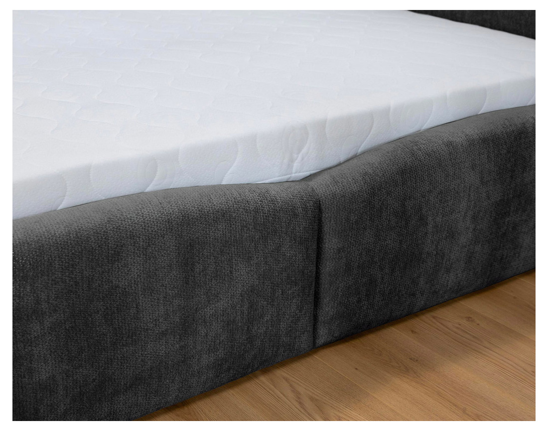 Lit coffre Carla 140x200 cm velours texturé sommier inclus - Best Mobilier
