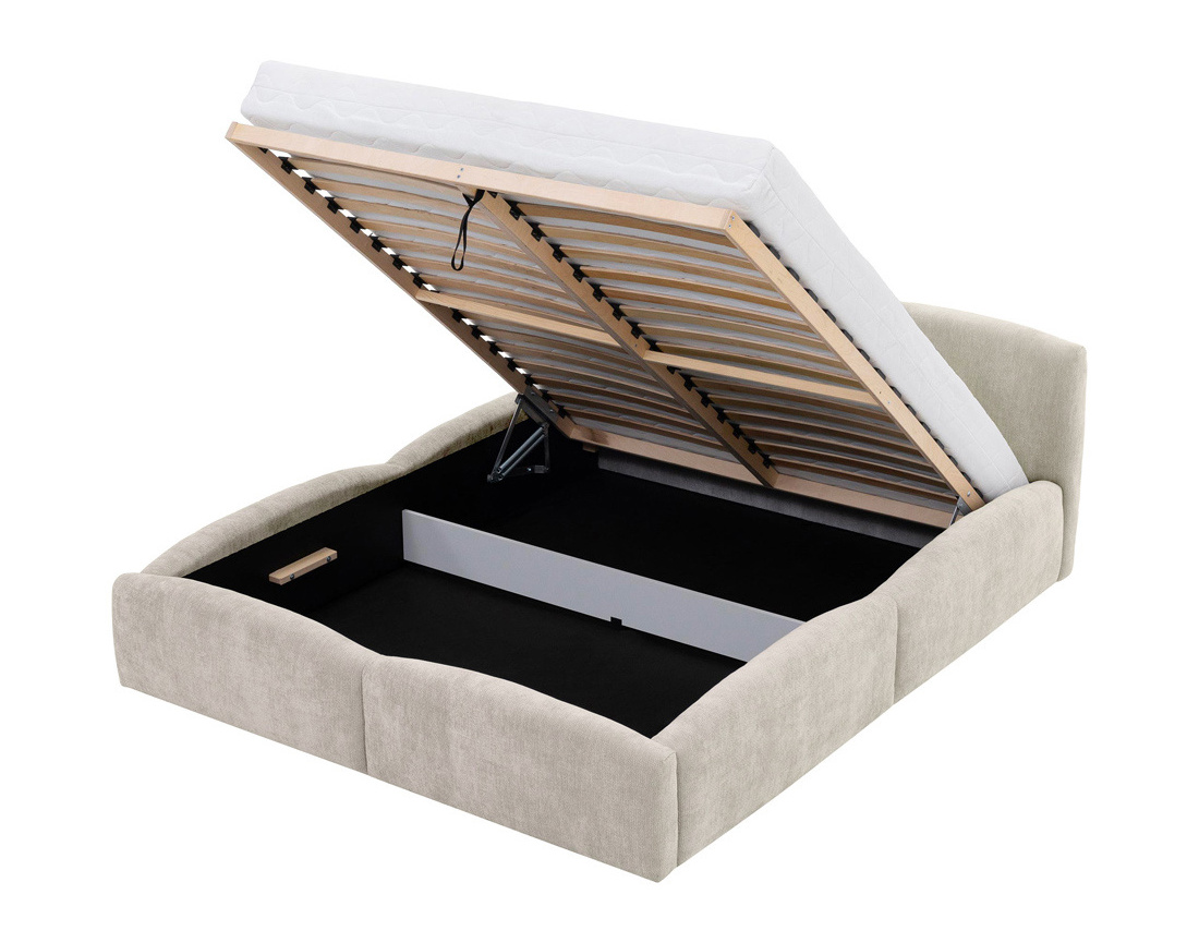 Lit coffre Carla 140x200 cm velours texturé sommier inclus - Best Mobilier