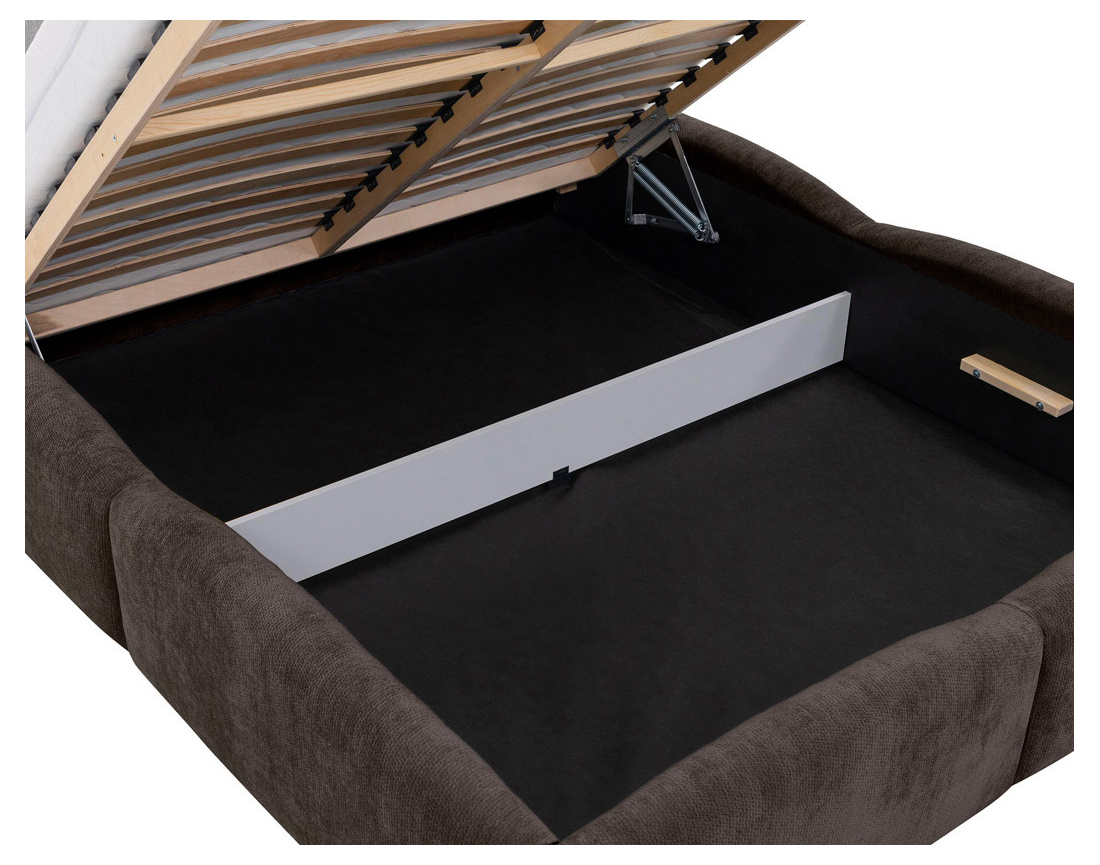 Lit coffre Carla 140x200 cm velours texturé sommier inclus - Best Mobilier