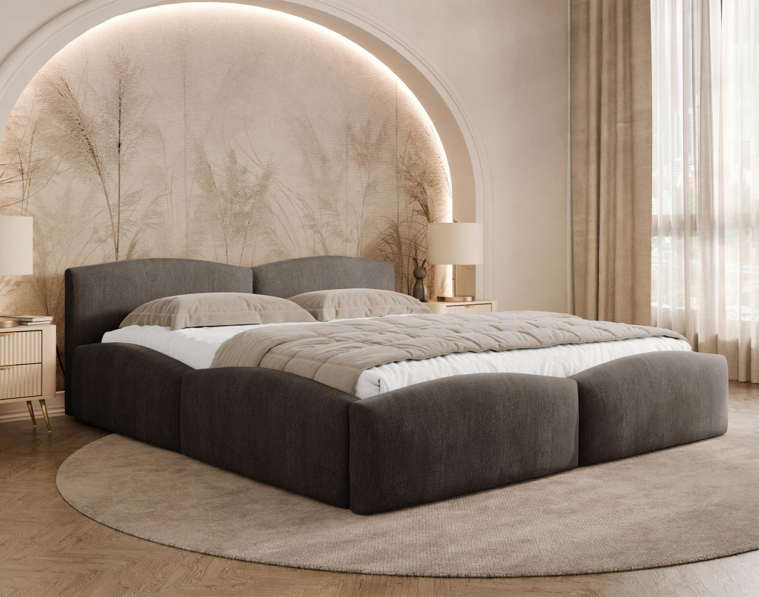 Lit coffre Carla 140x200 cm velours texturé sommier inclus - Best Mobilier