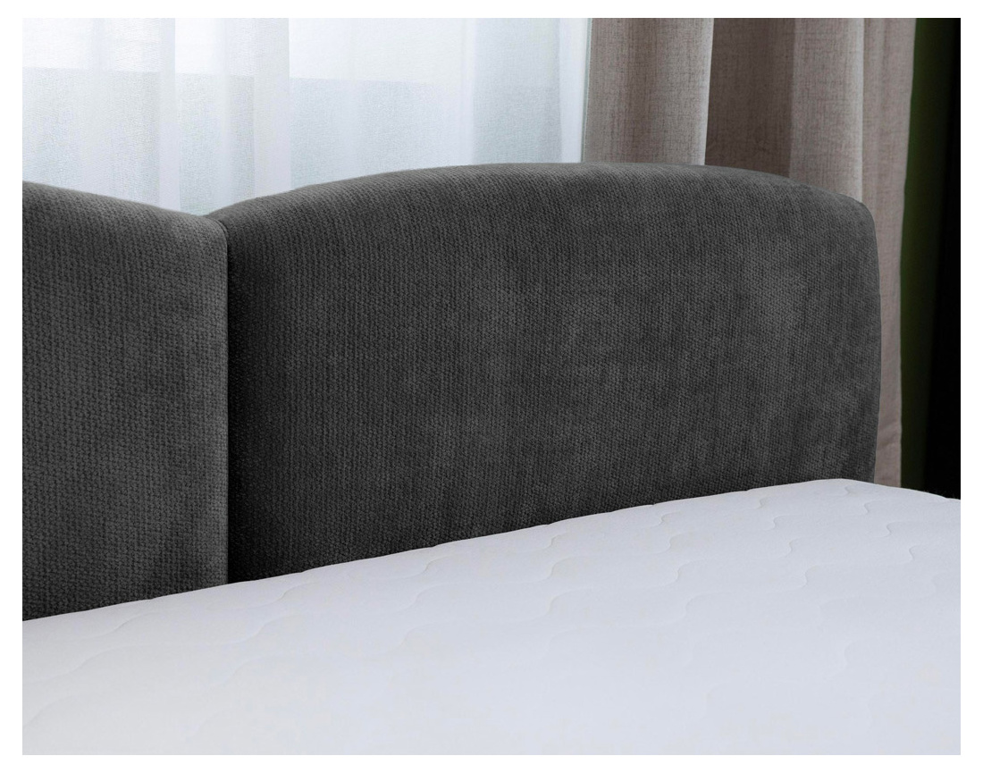 Lit coffre Carla 160x200 cm en velours texturé sommier inclus - Best Mobilier