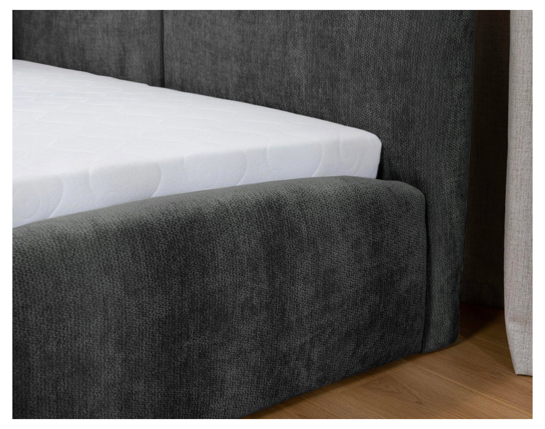 Lit coffre Carla 160x200 cm en velours texturé sommier inclus - Best Mobilier