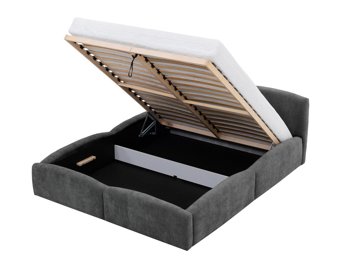 Lit coffre Carla 160x200 cm en velours texturé sommier inclus - Best Mobilier