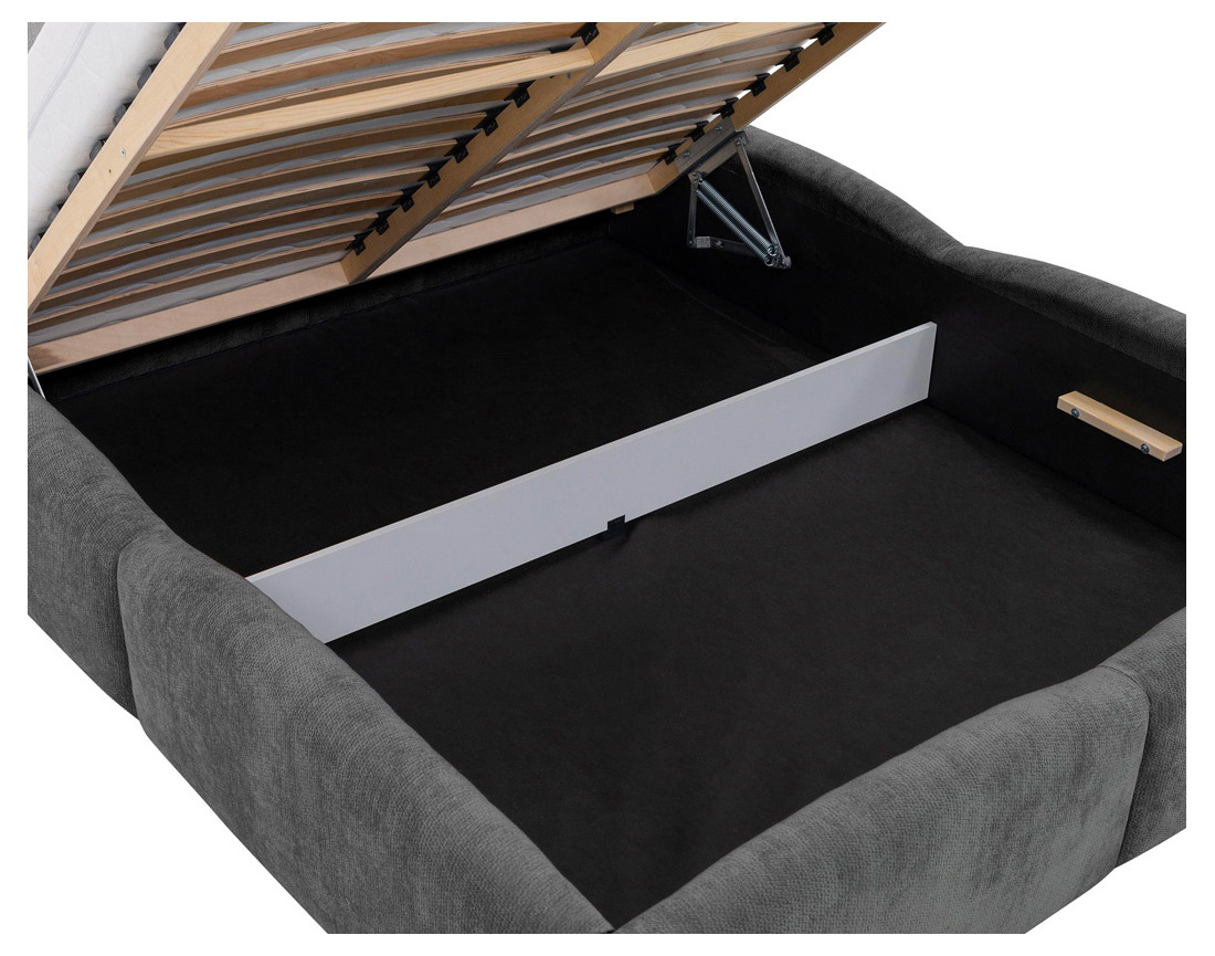 Lit coffre Carla 160x200 cm en velours texturé sommier inclus - Best Mobilier