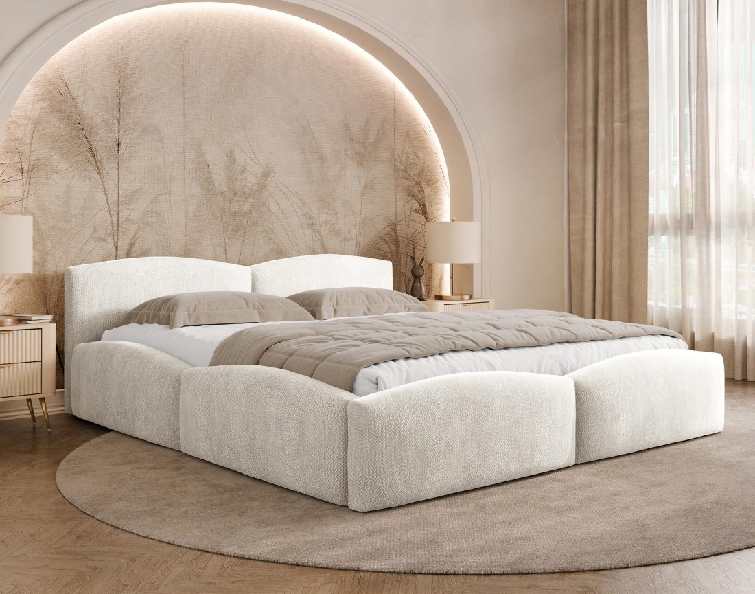 Lit coffre Carla 160x200 cm en velours texturé sommier inclus - Best Mobilier