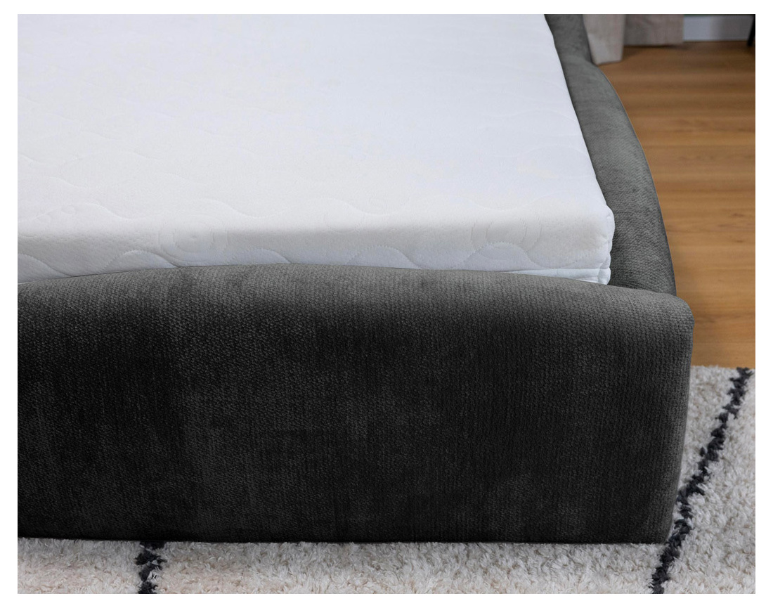 Lit coffre Carla 180x200 cm en velours texturé sommier inclus - Best Mobilier