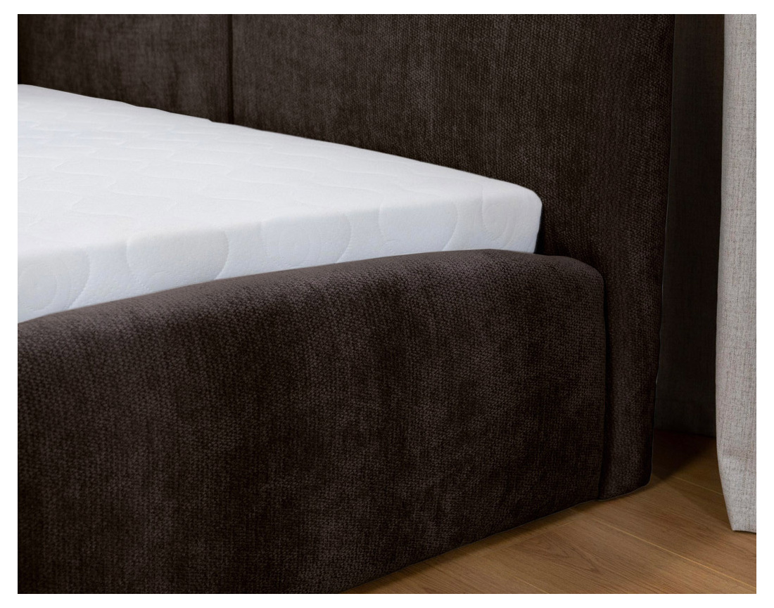 Lit coffre Carla 180x200 cm en velours texturé sommier inclus - Best Mobilier