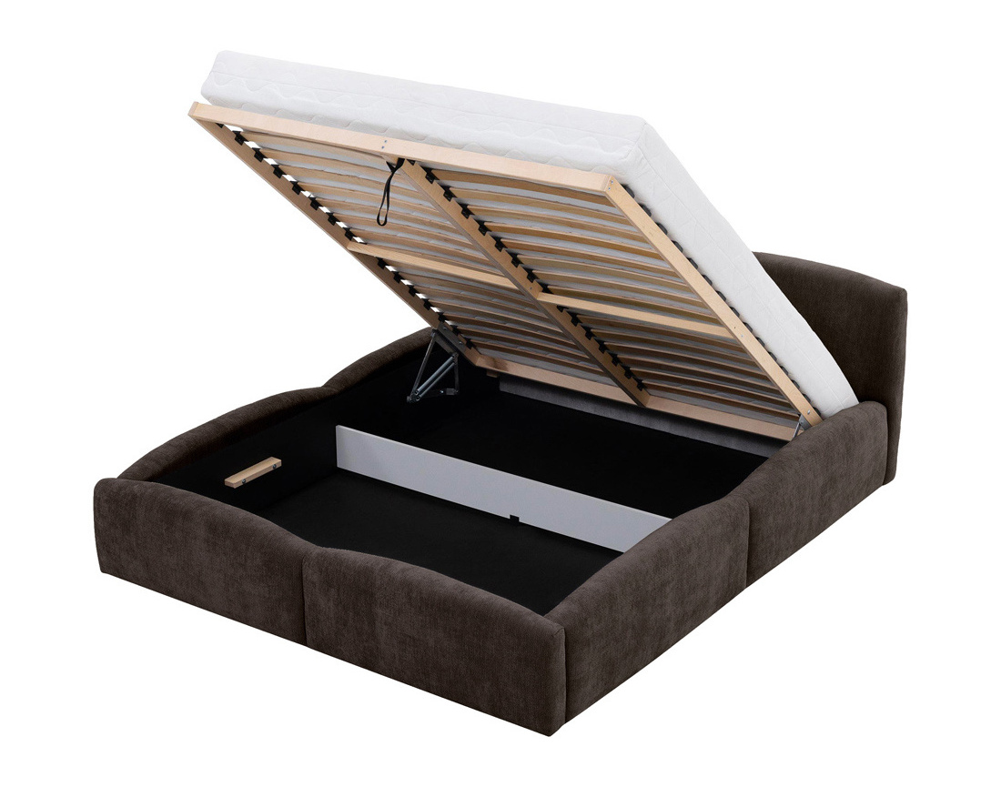 Lit coffre Carla 180x200 cm en velours texturé sommier inclus - Best Mobilier