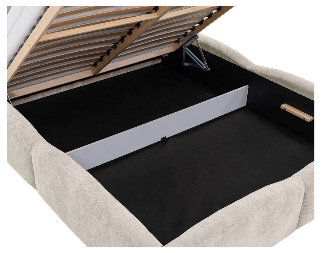 Lit coffre Carla 180x200 cm en velours texturé sommier inclus - Best Mobilier