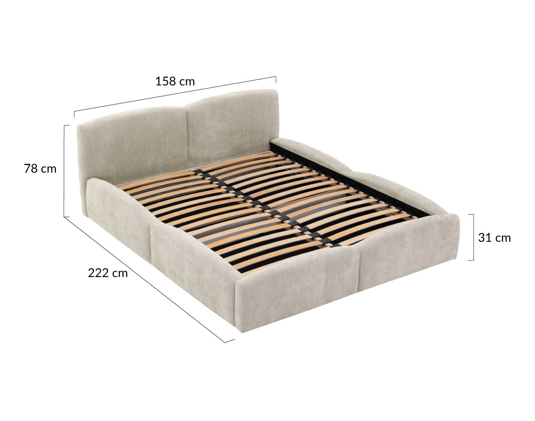 Lit coffre Carla 140x200 cm velours texturé sommier inclus - Best Mobilier