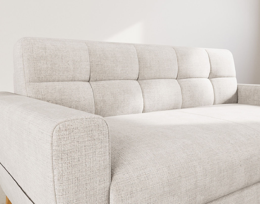 Canapé THIBAULT 3 places convertible express couchage quotidien 140 cm matelas 14 cm velours texturé | Best Mobilier