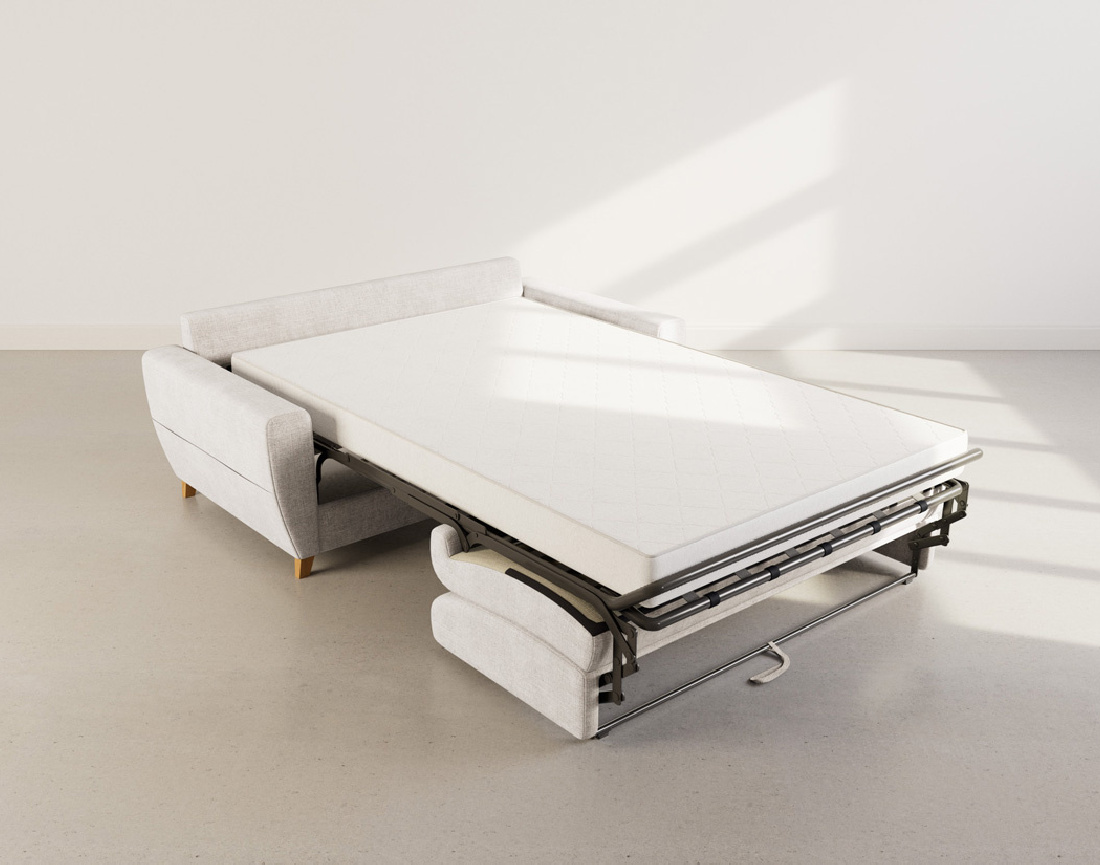 Canapé 3 places convertible express Thibault couchage quotidien 140 cm matelas 14 cm velours texturé - Best Mobilier