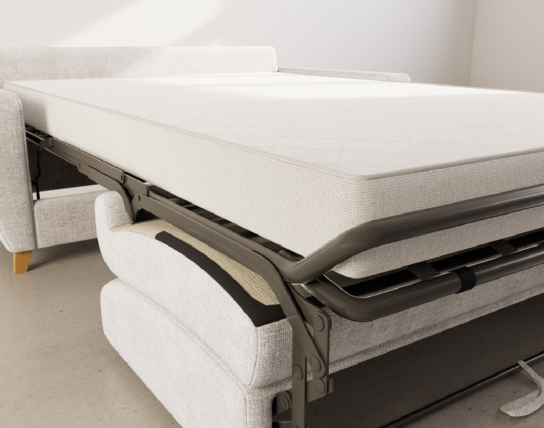 Canapé THIBAULT 3 places convertible express couchage quotidien 140 cm matelas 14 cm velours texturé | Best Mobilier