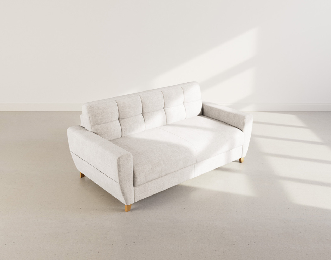 Canapé THIBAULT 3 places convertible express couchage quotidien 140 cm matelas 14 cm velours texturé | Best Mobilier