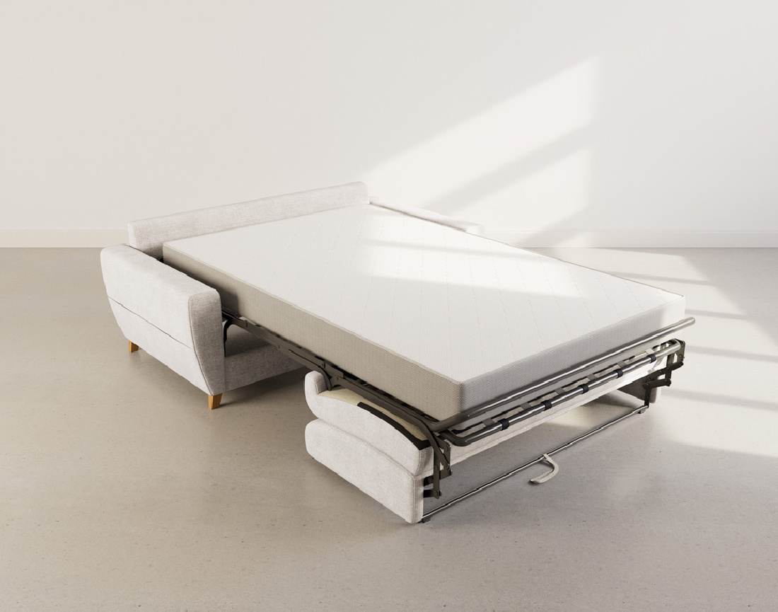 Canapé 3 places convertible express couchage quotidien 140 cm matelas 18 cm velours texturé Thibault - Best Mobilier