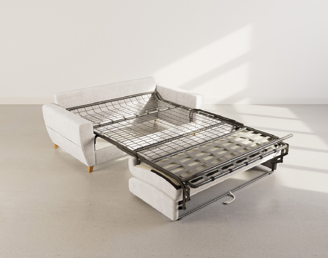 Canapé THIBAULT 3 places convertible express couchage quotidien 140 cm matelas 18 cm velours texturé | Best Mobilier