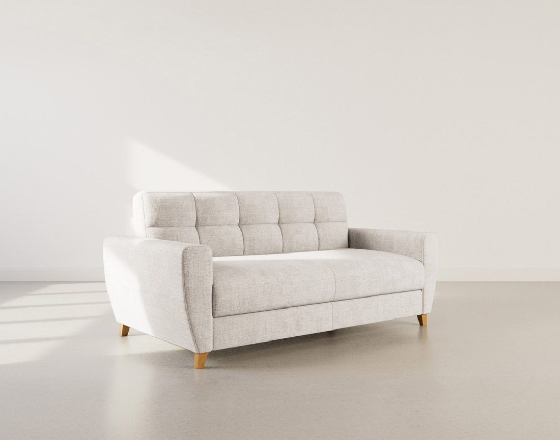 Canapé 3 places convertible express Thibault couchage quotidien 140 cm matelas 14 cm velours texturé - Best Mobilier