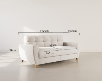 Canapé THIBAULT 3 places convertible express couchage quotidien 140 cm matelas 14 cm velours texturé | Best Mobilier