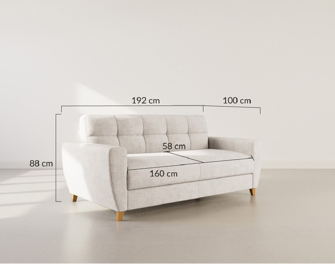 Canapé THIBAULT 3 places convertible express couchage quotidien 140 cm matelas 18 cm velours texturé | Best Mobilier
