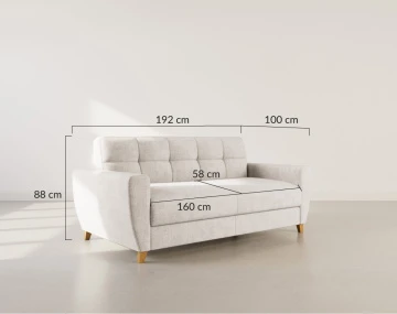 Canapé THIBAULT 3 places convertible express couchage quotidien 140 cm matelas 18 cm velours texturé | Best Mobilier